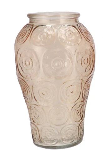 Béžová skleněná váza s kruhy Delight - Ø 15*25 cm
