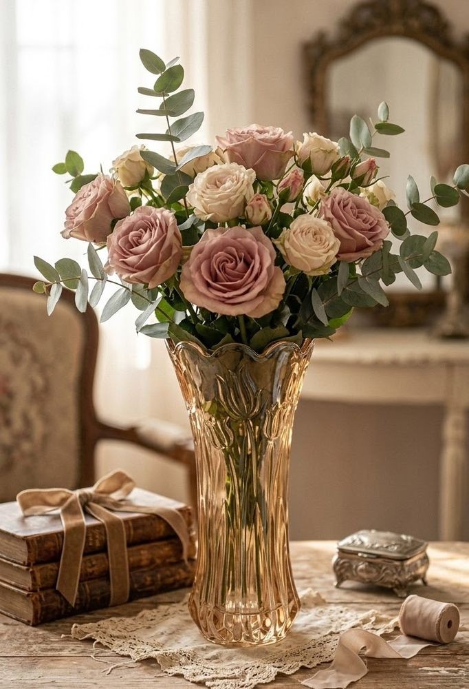 Karamelově hnědá skleněná váza s reliéfem tulipánů Delight - Ø 10*20 cm daan kromhout Karamelově hnědá skleněná váza s reliéfem tulipánů Delight - Ø 10*20 cm daan kromhout