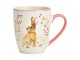 Porcelánový velikonoční hrnek s králíkem a květy - 8*10*6 cm / 360 ml Ostatn&iacute;