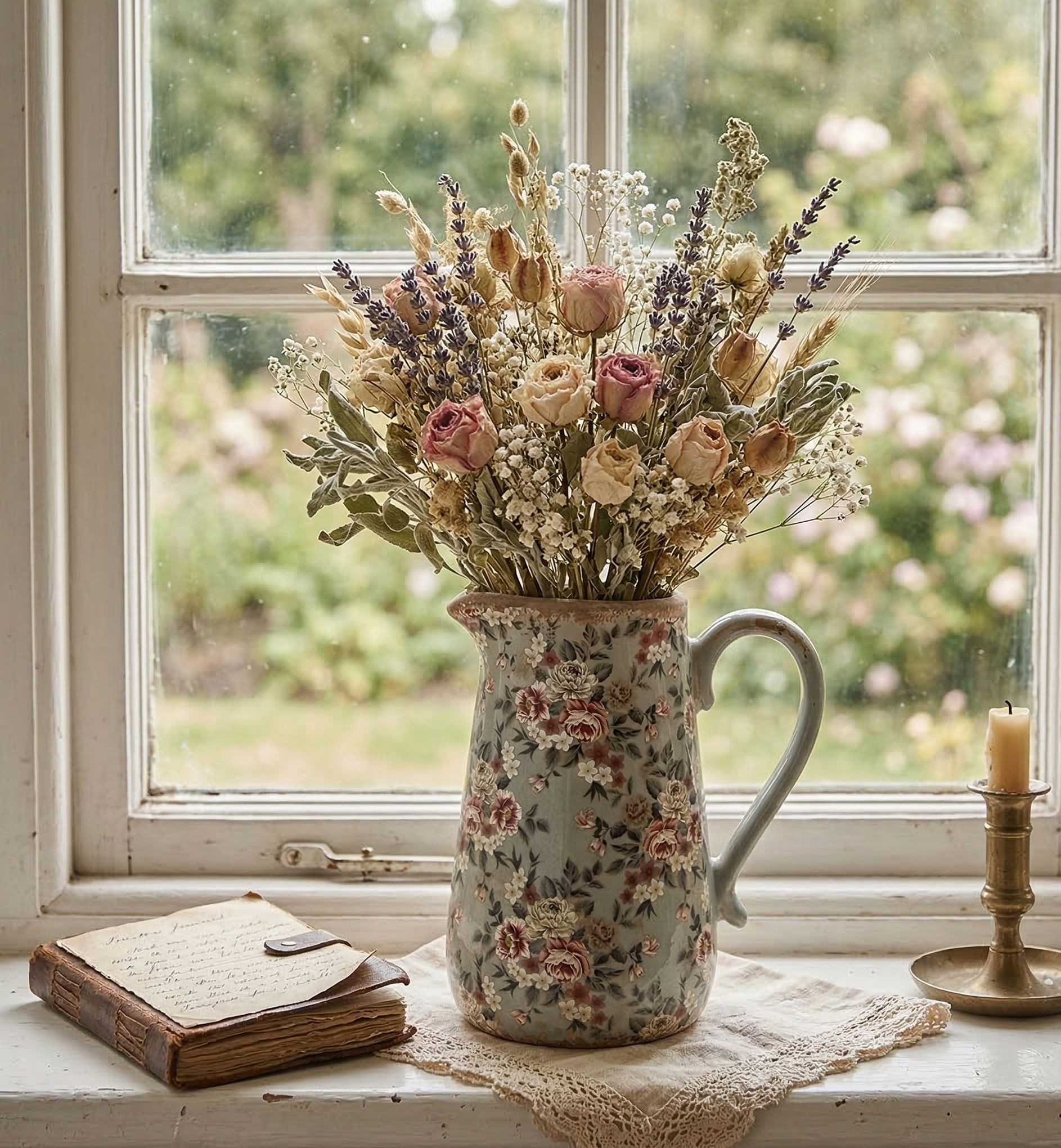 Zelený keramický dekorační džbán s květy Floria L - 21*15*23 cm Clayre & Eef Zelený keramický dekorační džbán s květy Floria L - 21*15*23 cm Clayre & Eef
