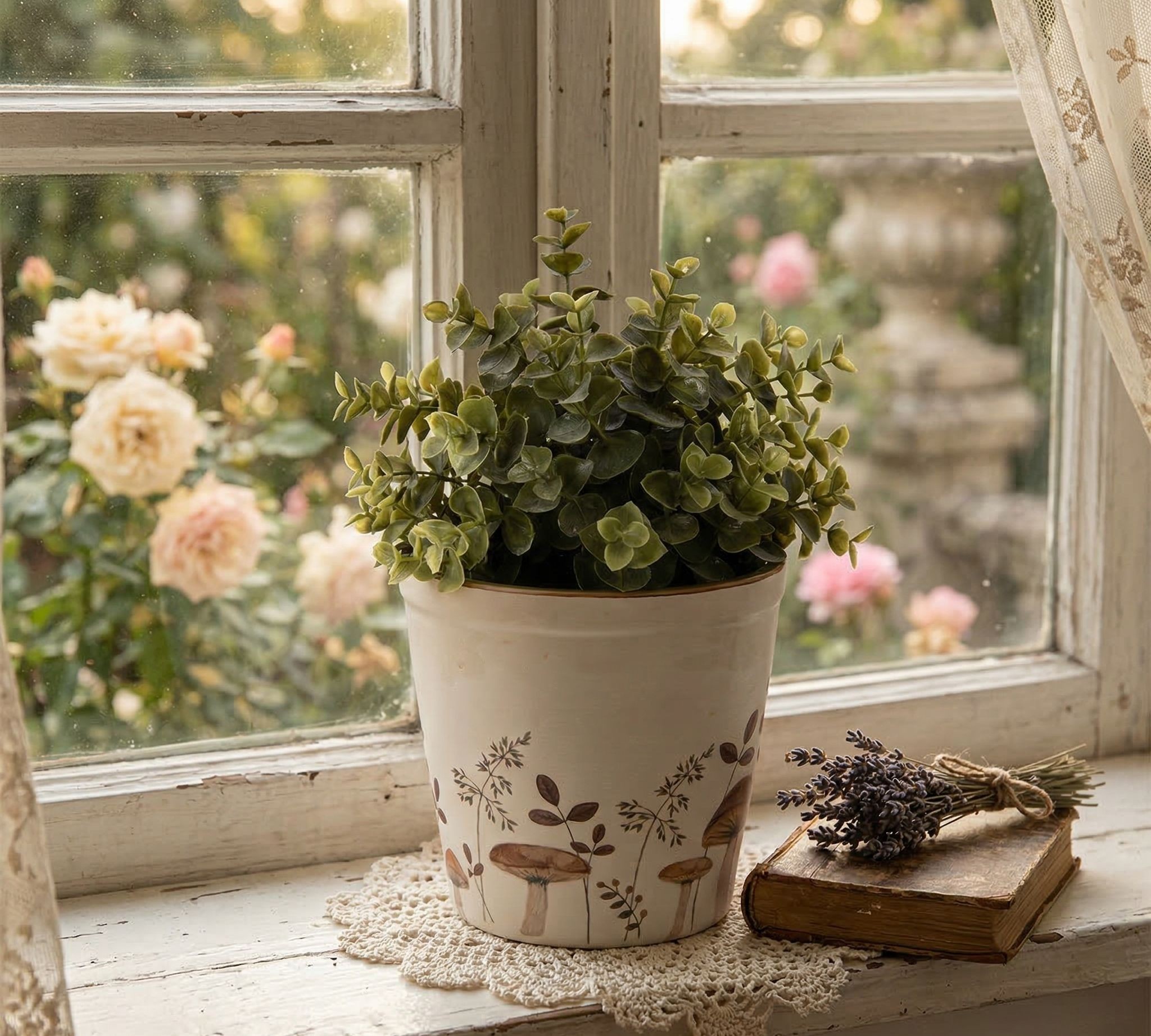 Béžový obal na květináč s houbičkami Little Forest Jewels M - Ø 15*14 cm Clayre & Eef Béžový obal na květináč s houbičkami Little Forest Jewels M - Ø 15*14 cm Clayre & Eef