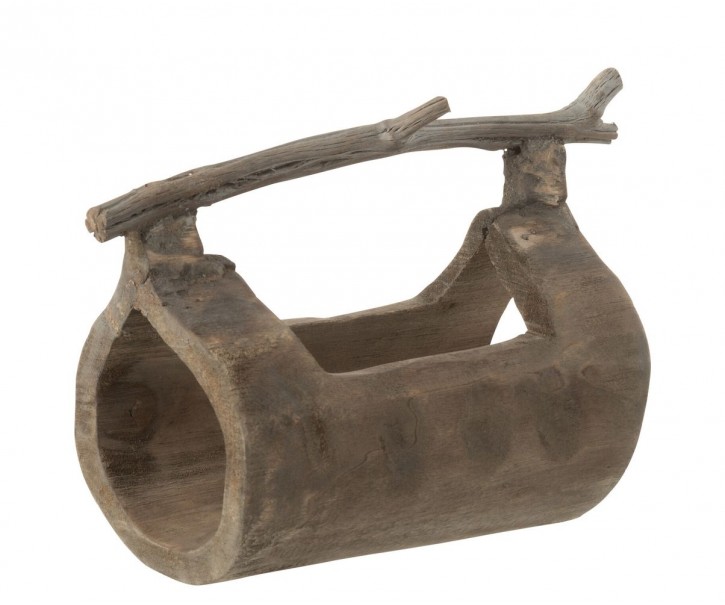 Dřevěný dekorační stojan na láhev s rukojetí - 16*14*17 cm J-Line by Jolipa