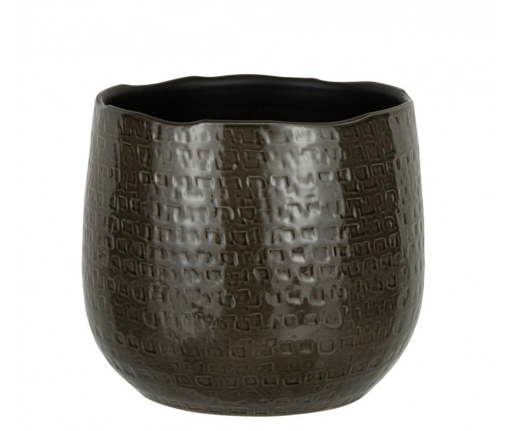 Tmavě šedý obal na květináč Graphine L - Ø 25*22 cm J-Line by Jolipa