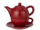 Vínovo-zlatý Tea for One v dárkové krabičce - 19*12*15 cm / 420/ 200 ml J-Line by Jolipa