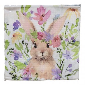 Barevné papírové ubrousky se zajíčkem a květy - 33*33 cm (20ks)