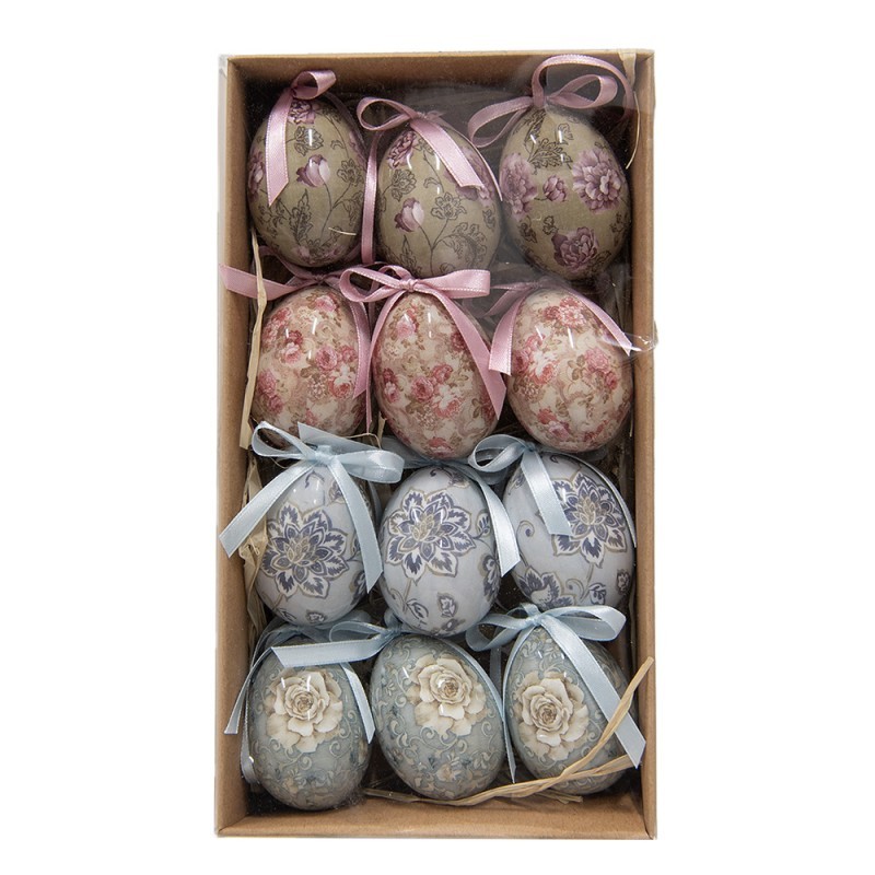 12ks dekorace závěsné vajíčko s květy Spring Egg - Ø 4*5cm Clayre & Eef 12ks dekorace závěsné vajíčko s květy Spring Egg - Ø 4*5cm Clayre & Eef