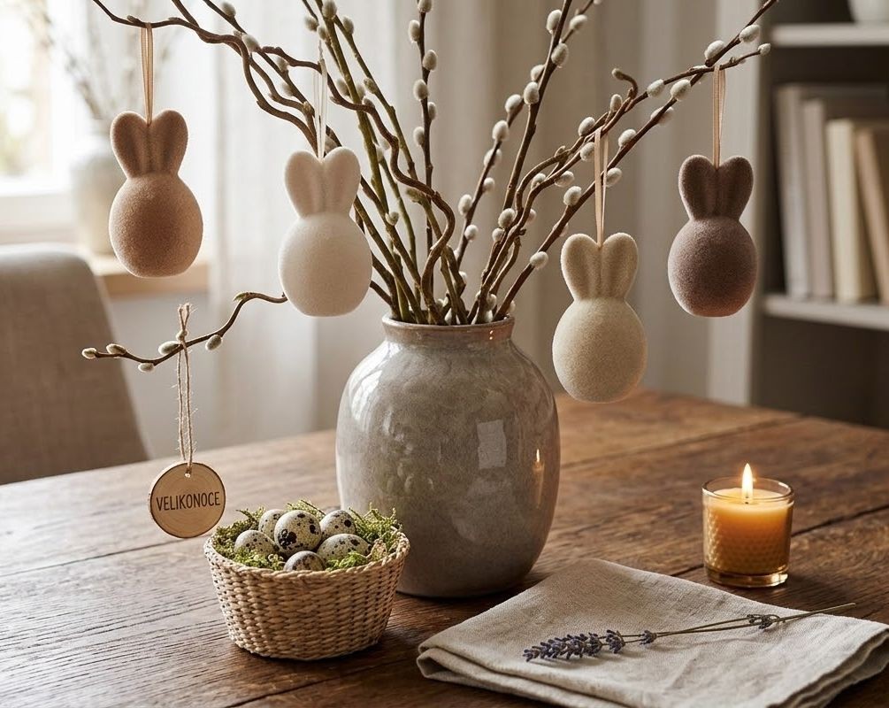 Set 4ks přírodní velikonoční vejce s oušky Egg Easter Flock - Ø 8*14 cm daan kromhout Set 4ks přírodní velikonoční vejce s oušky Egg Easter Flock - Ø 8*14 cm daan kromhout