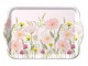 Bílý melaminový tácek s růžovými květy Flowers Pink - 13*21 cm Ostatn&iacute;