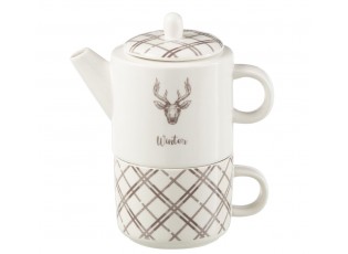 Čajový set Tea for One s jelenem v krabičce - 20*9*18 cm / 450/ 200 ml