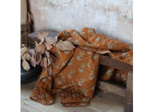 Hnědý prošívaný bavlněný přehoz s květinovým vzorem Aix Quilt - 130*180 cm
