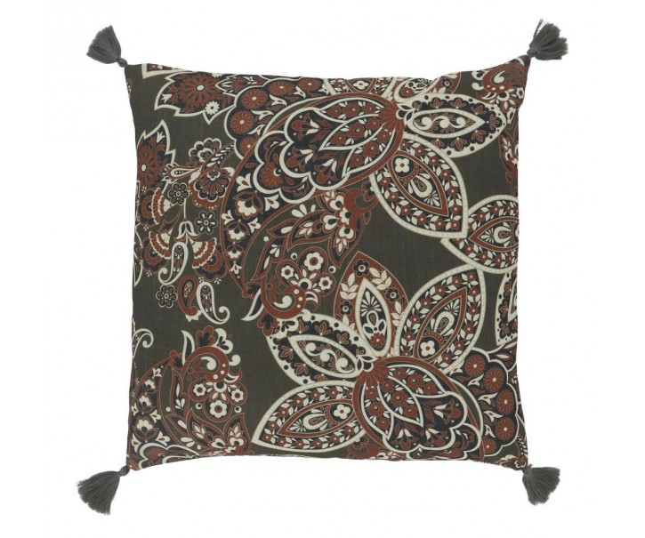 Zelený povlak na polštář s Paisley vzorem a střapci Aix Quilt - 50*50 cm Chic Antique