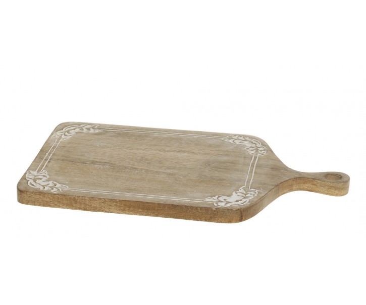 Dřevěné prkénko z mangového dřeva s řezbami Tapas Tours - 46*25*2 cm Chic Antique