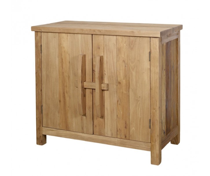 Přírodní dřevěná komoda se 2 dvířky Chennia - 80*43*72 cm Chic Antique