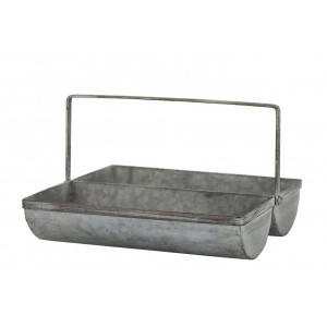 Plechový antik box s rukojetí a 2 přihrádkami Old French - 28*26*17 cm