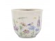 Krémový antik keramický kvetináč s květy Papillon Blossom - Ø 14*12 cm Chic Antique