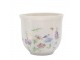 Krémový antik keramický kvetináč s květy Papillon Blossom - Ø 12*10 cm Chic Antique