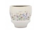 Krémový antik keramický kvetináč s květy Papillon Blossom - Ø 15*14 cm Chic Antique