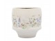 Krémový antik keramický kvetináč s květy Papillon Blossom - Ø 13*12 cm Chic Antique