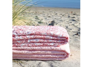 Bílo-růžový prošívaný přehoz s květy Paisley Aix Quilt - 130*180 cm