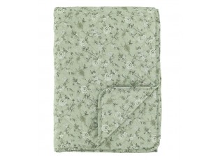 Zelený prošívaný přehoz s květy Flowers Aix Quilt - 130*180 cm