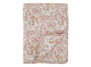 Růžovo-modrý prošívaný přehoz s květy Flowers Aix Quilt - 130*180 cm
