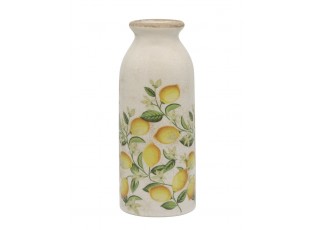 Béžová antik keramická váza s citróny Limone Blossom - Ø 8*20 cm