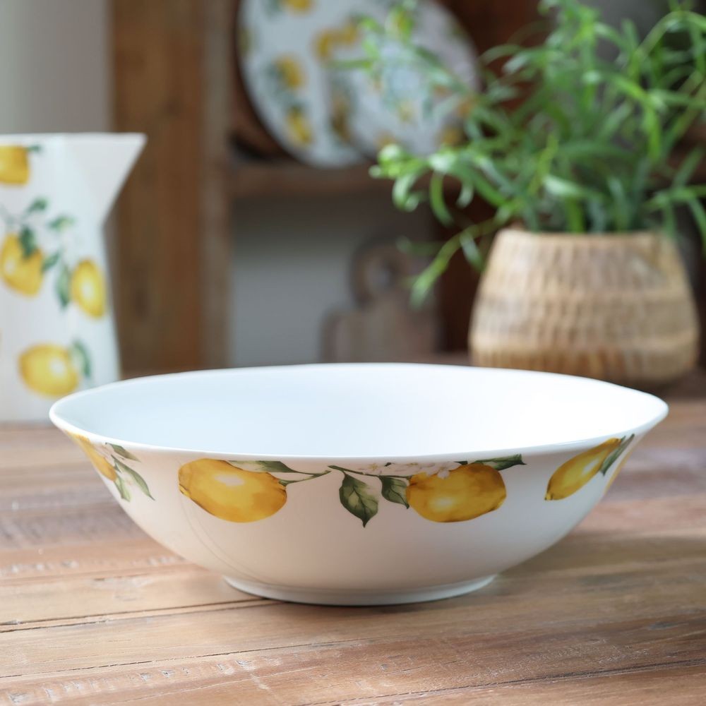Porcelánová miska s citróny Maison Limone Blossom - Ø 24*7 cm / 1400 ml Chic Antique Porcelánová miska s citróny Maison Limone Blossom - Ø 24*7 cm / 1400 ml Chic Antique