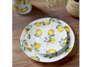 Porcelánový jídelní talíř s citróny Maison Limone Blossom - Ø 27*2,5 cm