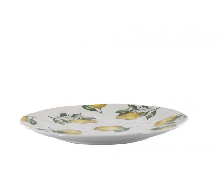 Porcelánový jídelní talíř s citróny Maison Limone Blossom - 27*2,5 cm Chic Antique