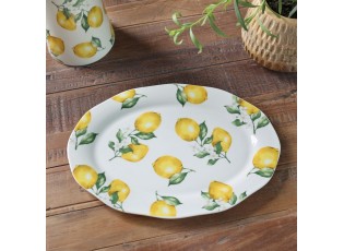 Porcelánový servírovací tác s citróny Maison Limone Blossom - 30*22*1,5 cm