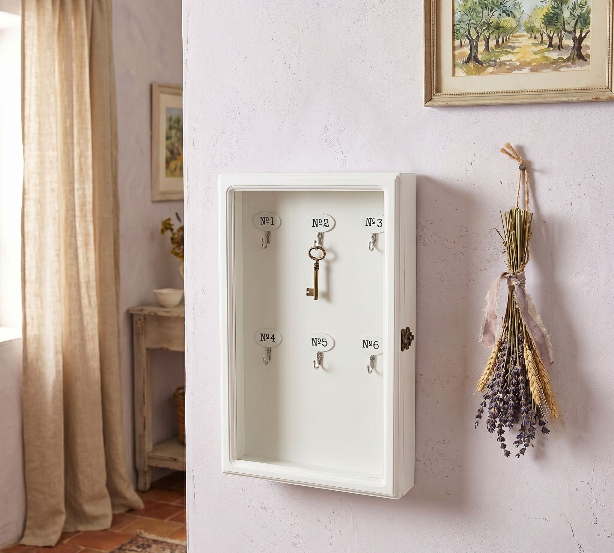 Bílá dřevěná skříňka na klíče - 24*7*38 cm Clayre & Eef Bílá dřevěná skříňka na klíče - 24*7*38 cm Clayre & Eef