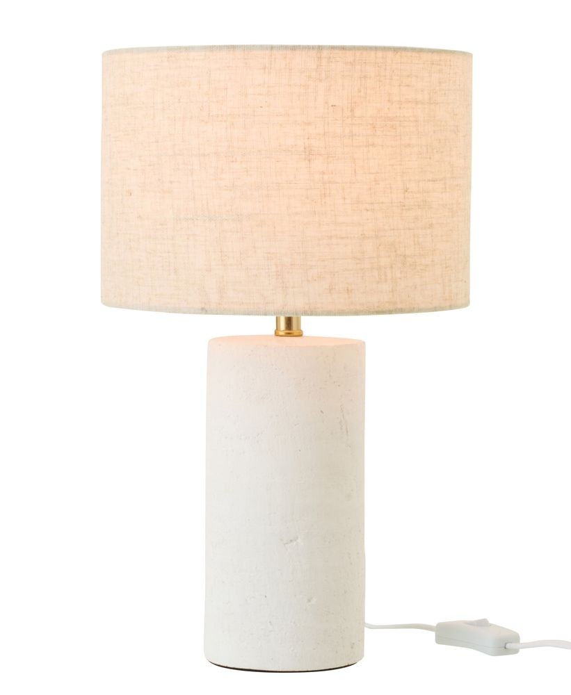 Bílá keramická stolní lampa Pierre se stínidlem - Ø 23*37 cm/ 40W / E27 J-Line by Jolipa Bílá keramická stolní lampa Pierre se stínidlem - Ø 23*37 cm/ 40W / E27 J-Line by Jolipa