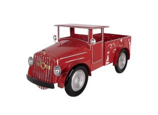 Vánoční dekorace červené kovové retro auto - 42*18*19 cm