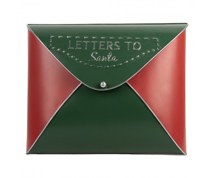 Červeno-zelená dekorace vánoční schránka Letters to Santa - 33*9*27 cm Clayre & Eef