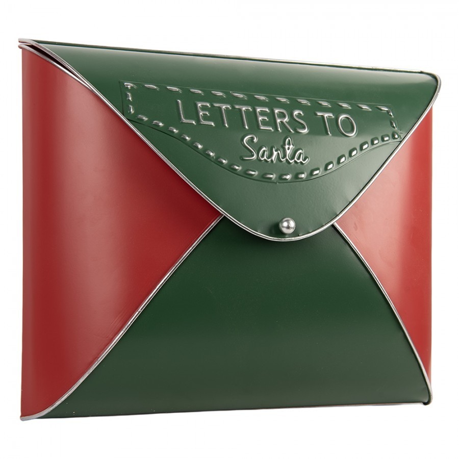 Červeno-zelená dekorace vánoční schránka Letters to Santa - 33*9*27 cm Clayre & Eef Červeno-zelená dekorace vánoční schránka Letters to Santa - 33*9*27 cm Clayre & Eef