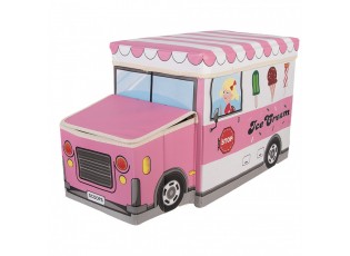 Růžová úložná krabice – zmrzlinářské auto - 55*32*28 cm