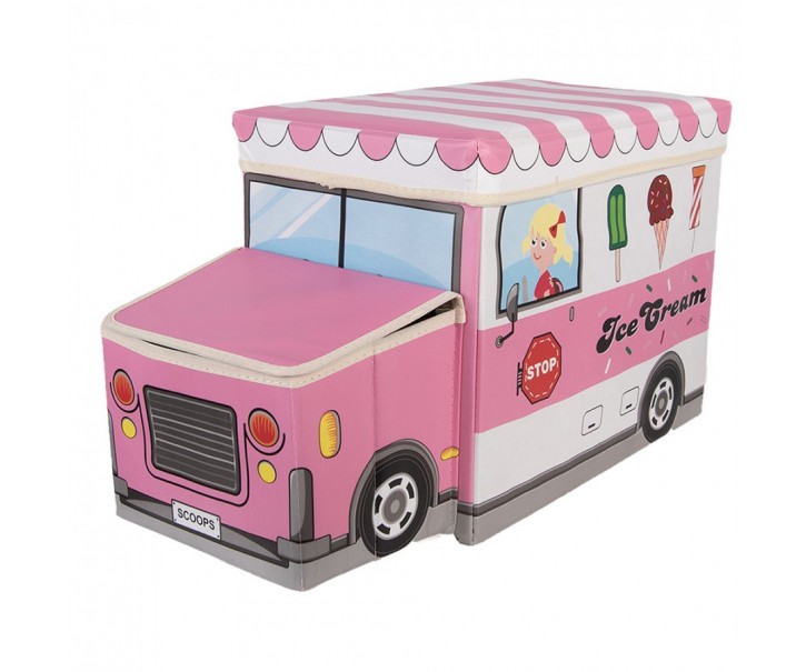 Růžová úložná krabice – zmrzlinářské auto - 55*32*28 cm Clayre & Eef