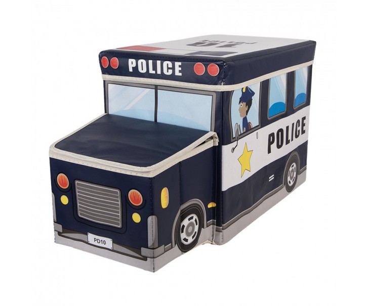 Černá úložná krabice – Policejní auto - 55*32*28 cm Clayre & Eef