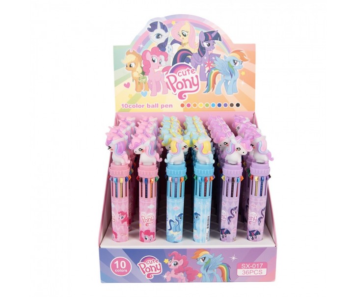 36ks barevná propiska pro děti 10 v 1 – Cute Pony - 19*18*16 cm Clayre & Eef
