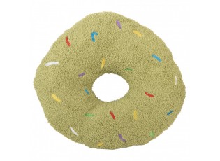 Zelený dekorativní polštář ve tvaru donutu s posypem - Ø 35*6 cm