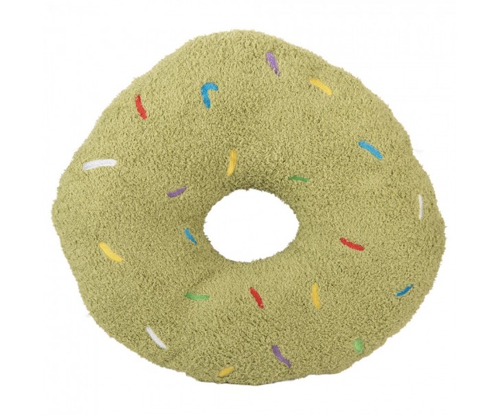 Zelený dekorativní polštář ve tvaru donutu s posypem - Ø 35*6 cm Clayre & Eef