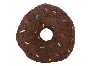 Hnědý dekorativní polštář ve tvaru donutu s posypem - Ø 35*6 cm