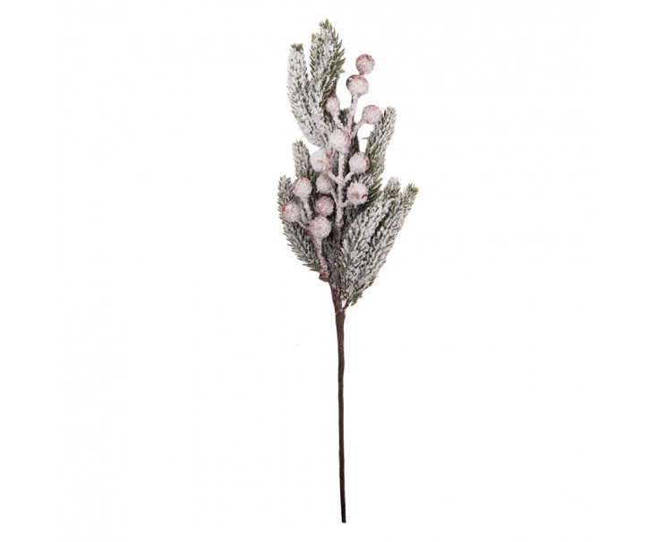 Vánoční dekorace zápich zasněžená jehličnatá větvička s bobulemi - 8*6*38 cm Clayre & Eef