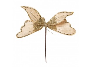 Vánoční dekorace zápich zlatý motýl - 11*5*36 cm