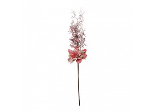 Vánoční dekorace zápich ojíněná větvička červené bobule - 11*6*60 cm
