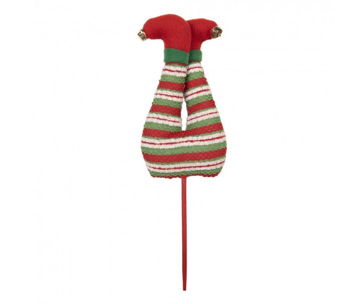 Kouzelný vánoční zápich nohy skřítek Elf - 10*4*30 cm Clayre & Eef