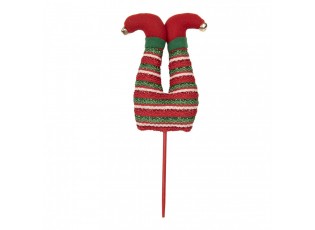 Červený vánoční zápich nohy skřítek Elf - 13*5*33 cm