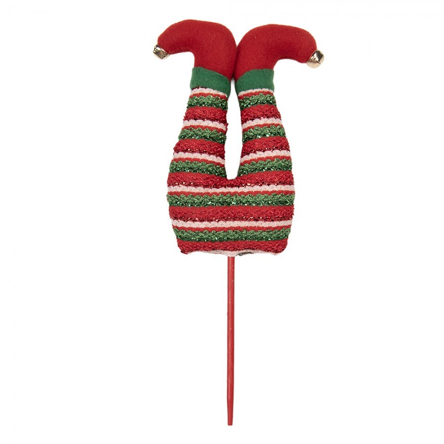 Červený vánoční zápich nohy skřítek Elf - 13*5*33 cm Clayre & Eef Červený vánoční zápich nohy skřítek Elf - 13*5*33 cm Clayre & Eef