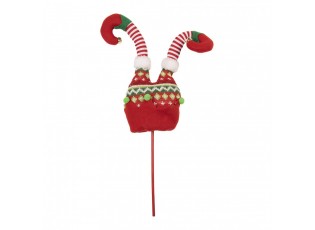 Červený vánoční zápich nohy skřítek Elf - 14*5*48 cm