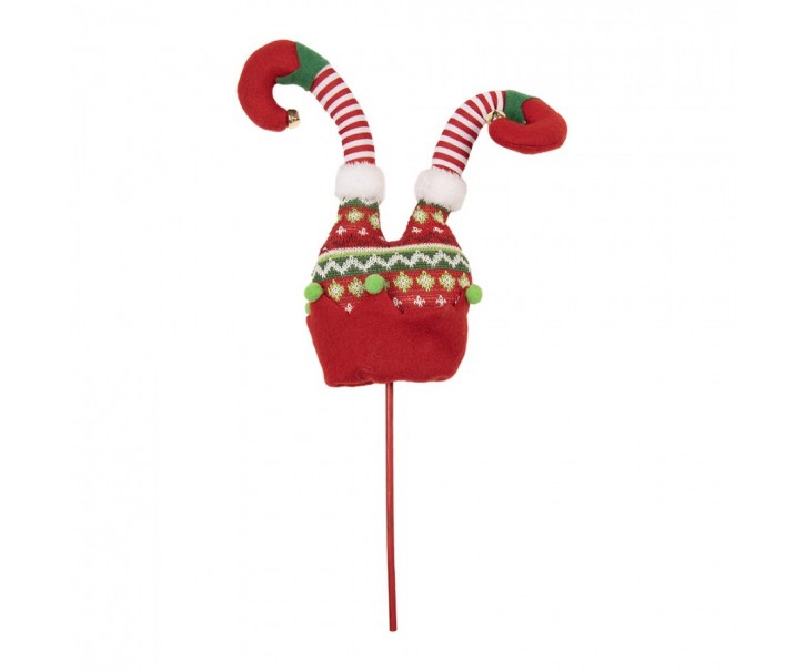 Červený vianočný zápich nohy škriatok Elf - 14*5*48 cm Clayre & Eef